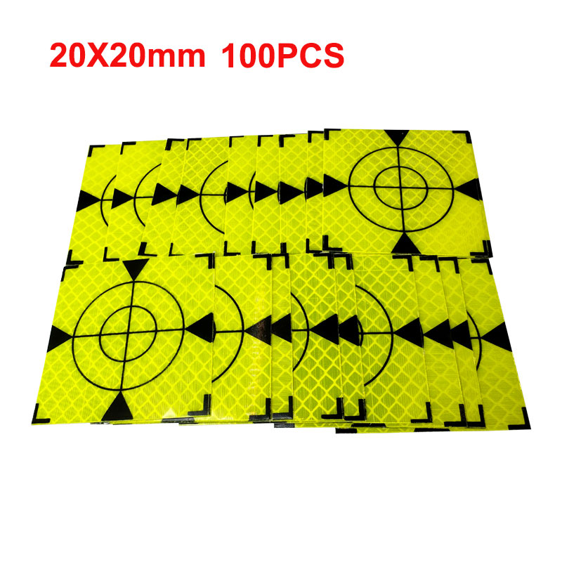 100 stks Maat 60mm 20 30 40 50 80 Reflector Vel Voor Total Station Survey Aardrijkskunde Fluorescerende Groene Driehoek reflecterende Sticker: Bruin