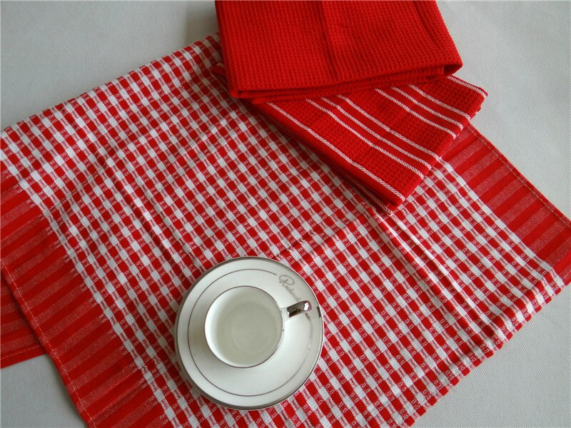 Fulllove 45*65cm 3 stk / sæt bomuld køkkenhåndklæder til rengøring fad plaidmåtter stribet håndklæde klud bordserviet hjem tekstil: 03