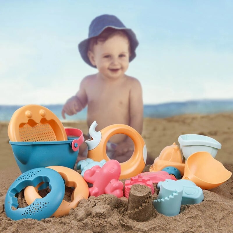 Kids Beach Toys Summer Soft Plastic Children Sandbox Set Kit Water Game Toys Play Sand Water Game Play Cart