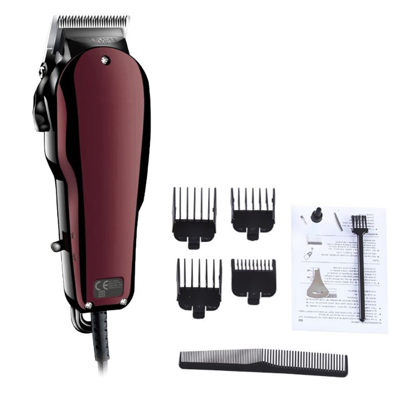 Men Electric Trimmer Vintage Hair Style Haircut Machine Barber Clippers: Wine Red