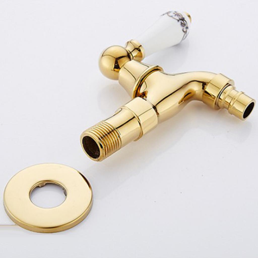 Wall-Mounted Faucet Bibcocks Brass Tap Decorative European Style Taps Washing Machine Mixing Valve 4 Points Single Cold Water
