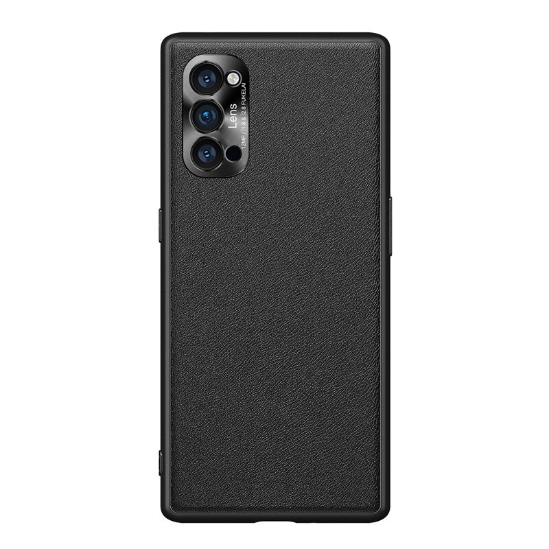 Pu leren hoesje voor oppo reno 4 pro 5g hoesje schokbestendig achterpaneel bumper voor oppo reno 4 harde pc-hoes voor oppo reno 4 pro capa: Reno 4 pro 5g / Zwart