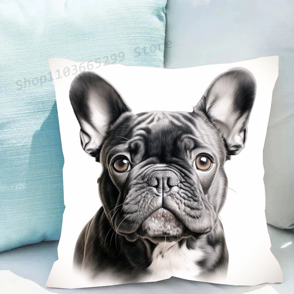Niedlicher Haustier-Kissenbezug mit französischer Bulldogge, Kissenbezug, Sofa-Kissenbezug, Raumdekoration