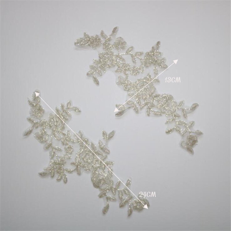 3Pairs Zilver Delicate Bruiloft Sluier Hoofd Ornamenten Lace Applique Lace Trim Dress DIY Kant Accessoires DIY Volledige Zilver BD0561: B