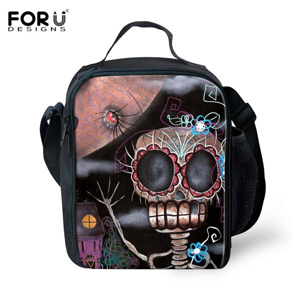 FORUDESIGNS Thermal Insulated Lunch Bag For Women Men Boys Girls 3D Skull Insulation Lunch Box Picnic Food Cooler Lunchbox Bolsa: C652G