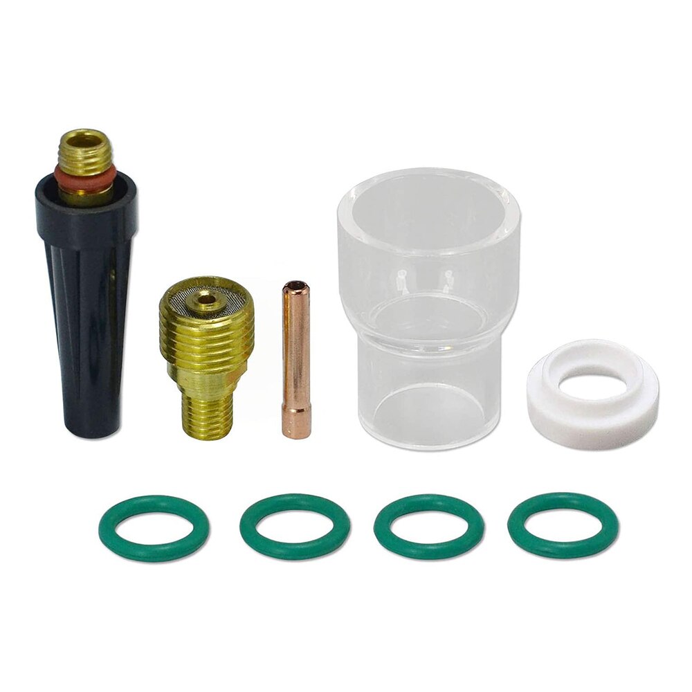 9pcs TIG Gas Lens Collets Body Pyrex Glass Cup TIG Insulators Cup Gaskets，Medium Back Cup Assorted kit TIG Welding Torch