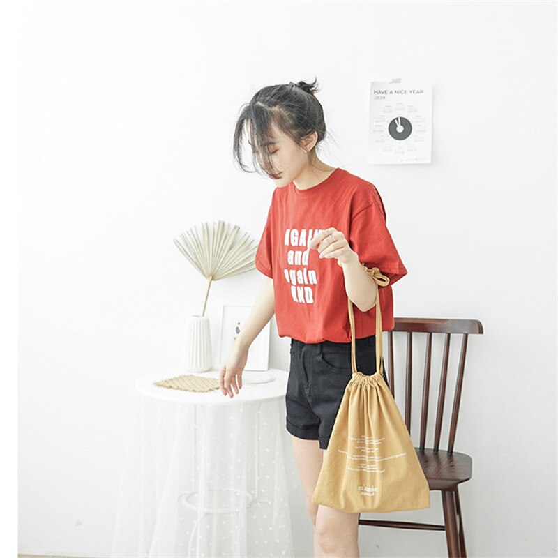 YILE 1 Conjunto (3 pcs) Cordão de algodão Saco Organizador da Viagem Saco de Pulso Casual Impressão Inglês Carta 4 Cores para Escolher a partir de E77