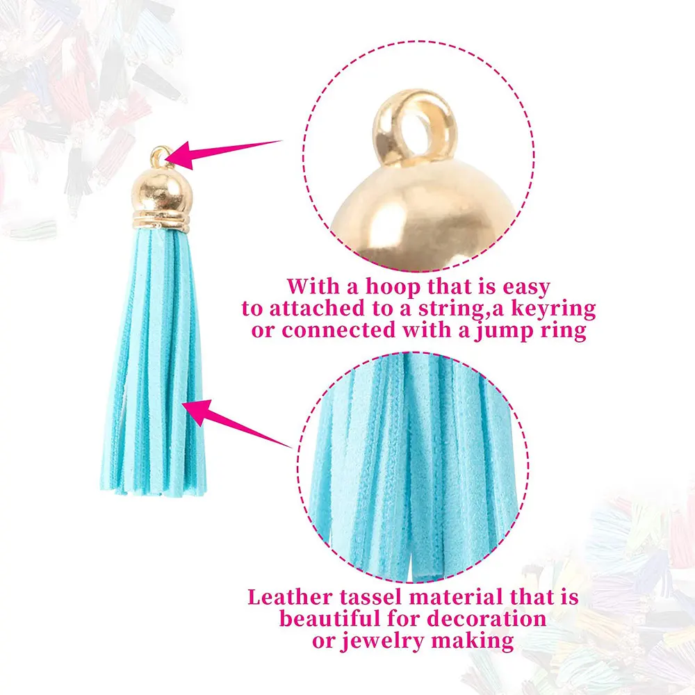 20 unids/lote borlas llavero de cuero borlas Mini borlas para manualidades DIY llavero colgante joyería de verano hacer pendientes dijes