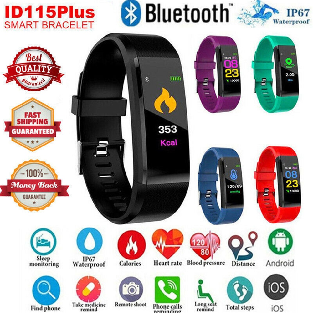 Smartwatch 115 Plus - Opaska Fitness z Monitorem Tętna i Ciśnienia Krwi - Kolorowy Wyświetlacz LCD