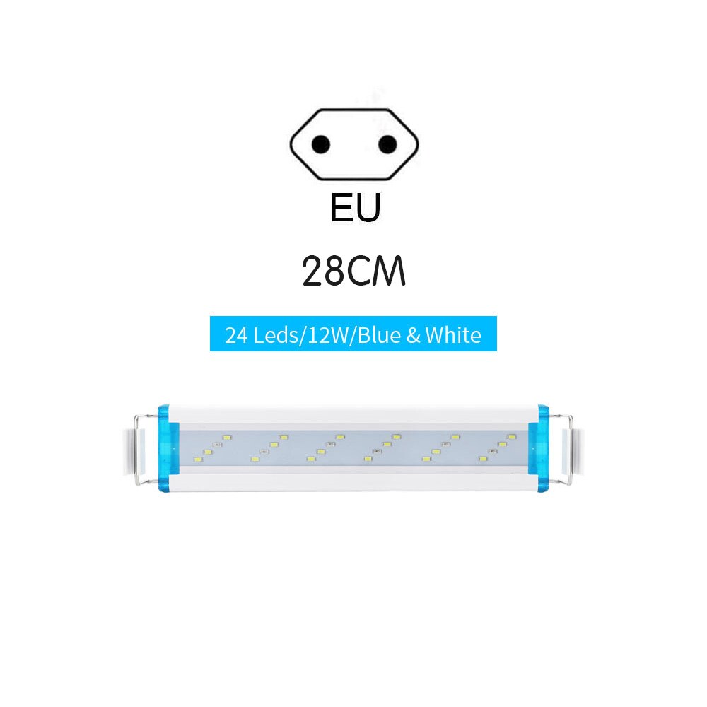 Aquarium Lighting Aquatic Plant Light Super Slim Blue LEDs 18-48CM Waterproof Clip On Lamp For Fish Tank Plant Grow Lighting: EU 28CM