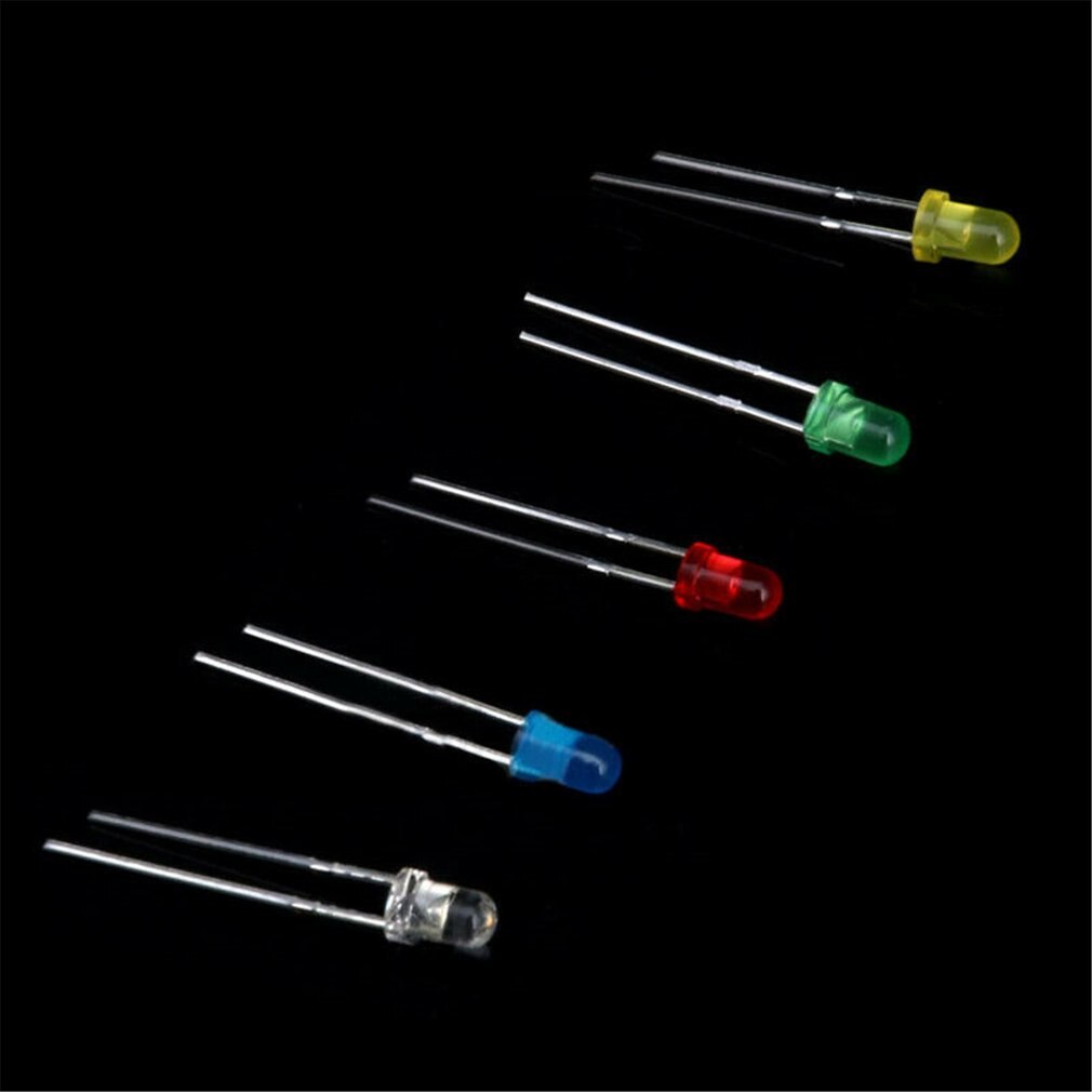3mm led diode kit 5 x 100 stk 500 enheder 3mm led lys sortiment ledet håndværkssæt sæt 1.8v 20ma led indikator