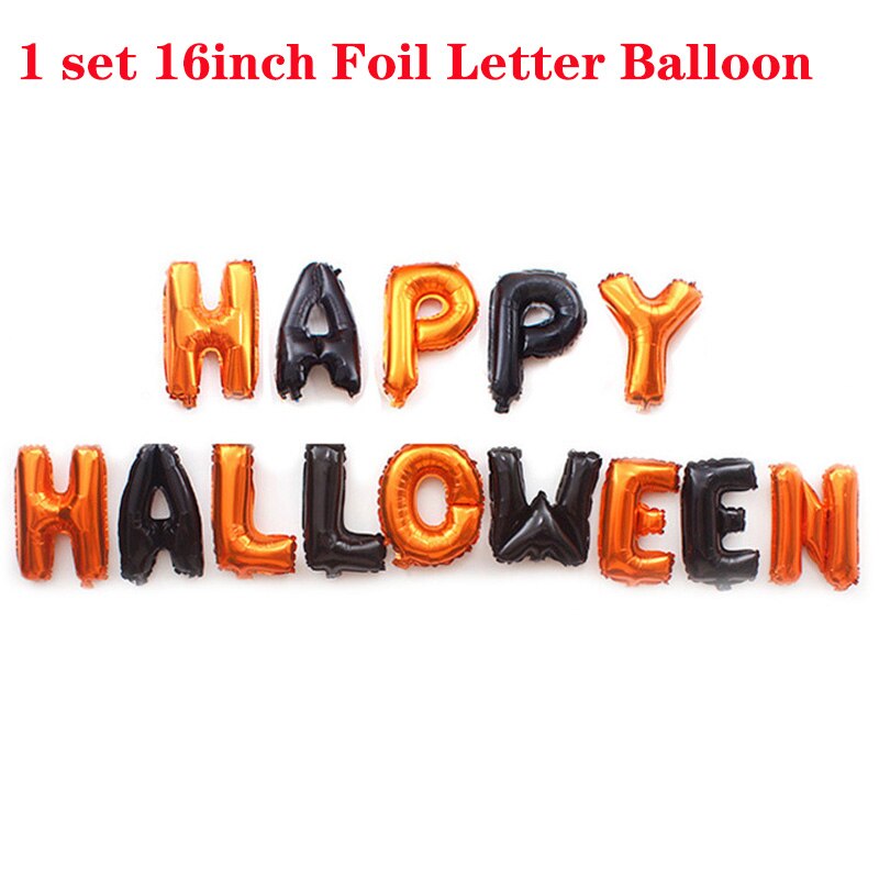 glad halloween fest dekorasjonssett helium luftfolie ballonger gresskar flaggermus halloween tema ballong banner svart oransje ballong xn: 1 sett foliebanner