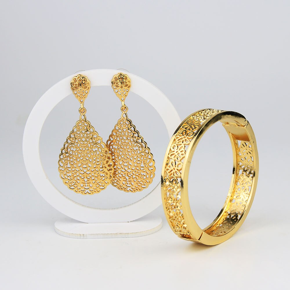 Sunspicems arabesque moslim gouden marokkaanse armband oorbel voor vrouwen algerije bruiloft sieraden holle bloem bijoux bruids: Default Title