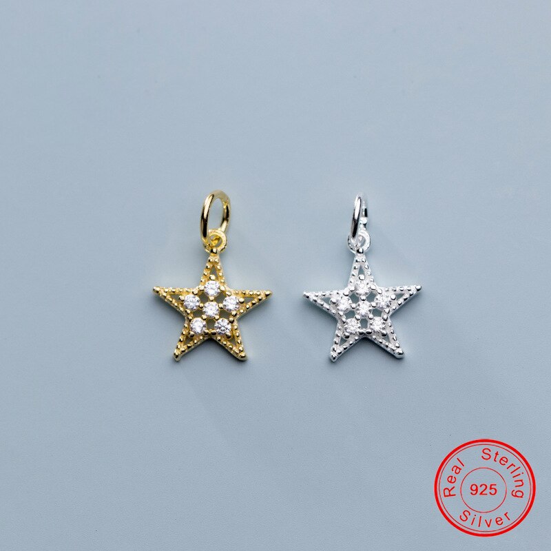 Uqbing wunderschöner zirkonia-hohlstern mit 925 sterlingsilber-Reize für halsketten und armbänder – schmuckherstellung