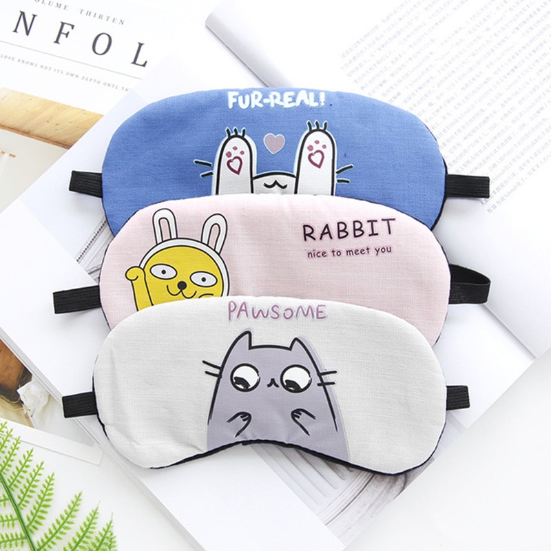 1PCS Korean Version Cartoon Personality Sleep Eye Mask Sleep Shading Breathable Men And Women Ice Bag Compress Desk Set