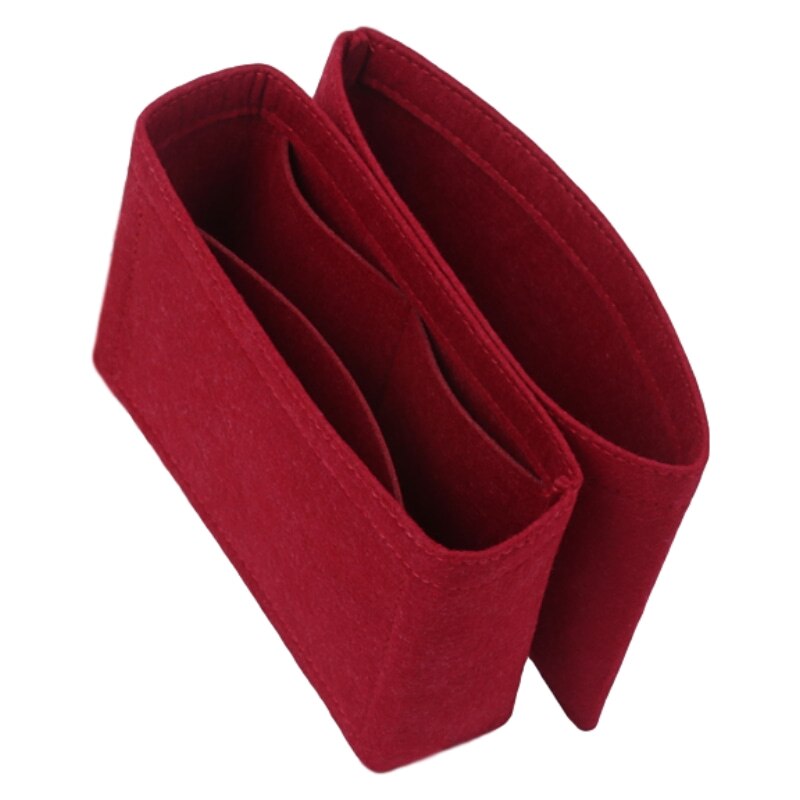 Passer til pochette métis klap filt klud indsæt taske arrangør makeup håndtaske arrangør rejse indre taske bærbare kosmetiske tasker: Simpel vin rød