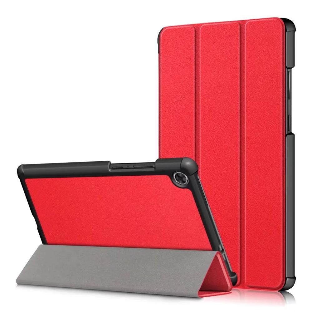 Per Lenovo Tab M8 cassa DELL'UNITÀ di ELABORAZIONE di Cuoio Piegante Del Basamento Della Copertura Per Lenovo Tab M8 TB-8505F TB-8505X TB-8505I Tablet da 8.0 pollici caso + Film + Penna: Rosso