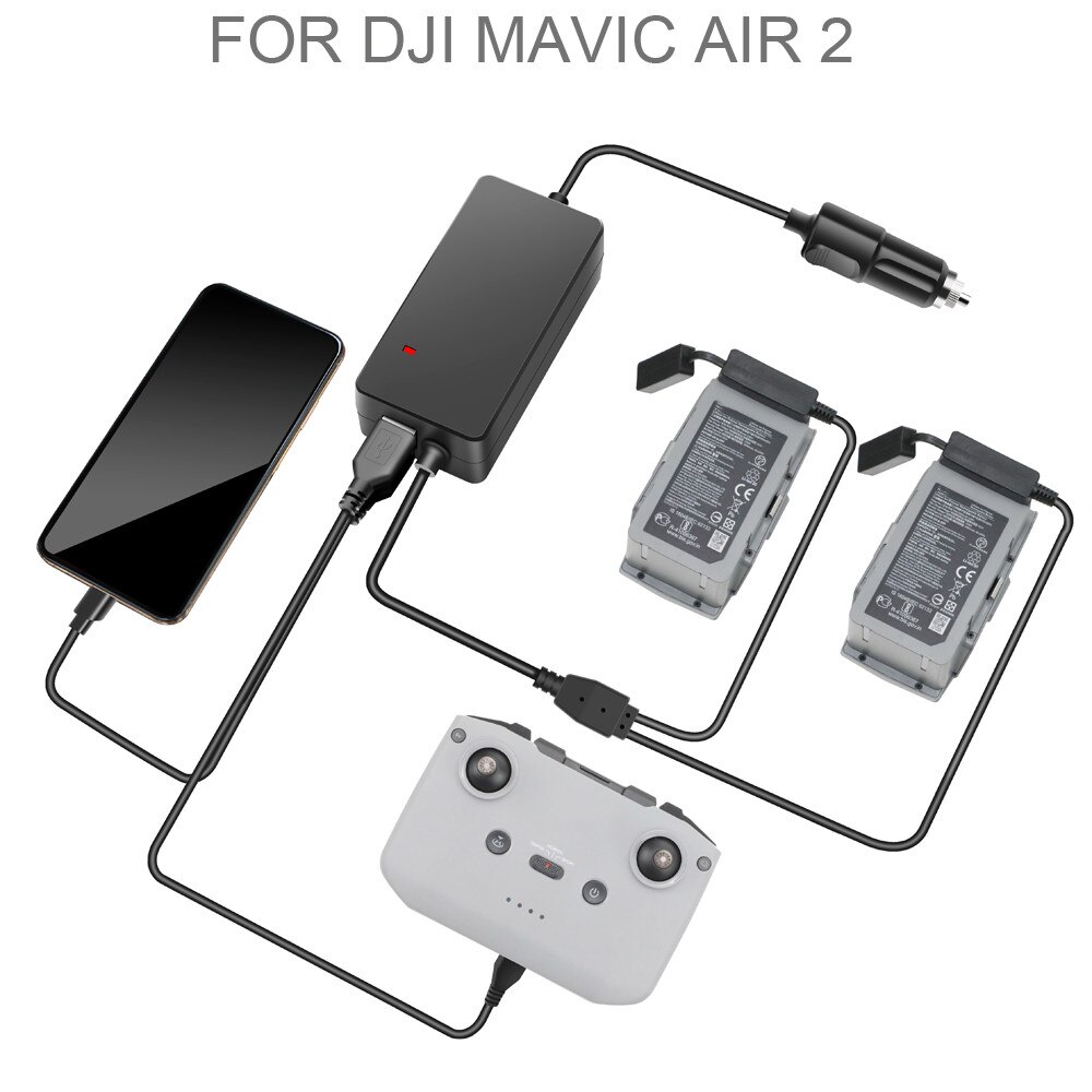 Autolader Voor Dji Mavic Air 2 Batterij Opladen Hub Voor Mavic Air 2 Snelle Lader Batterij Auto Lader Connector met 2 Usb-poorten