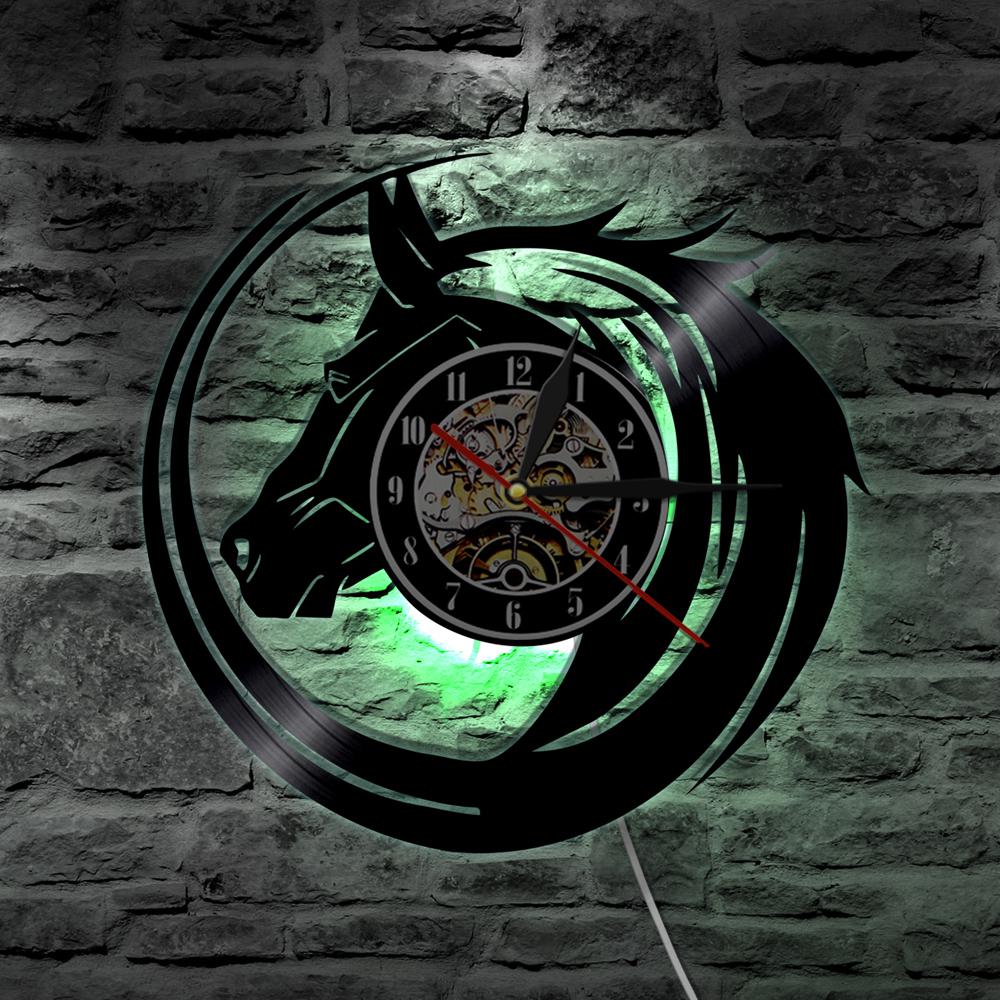 Smotly Vinyl wandklok, zeemeermin patroon simulatie wandklok met LED