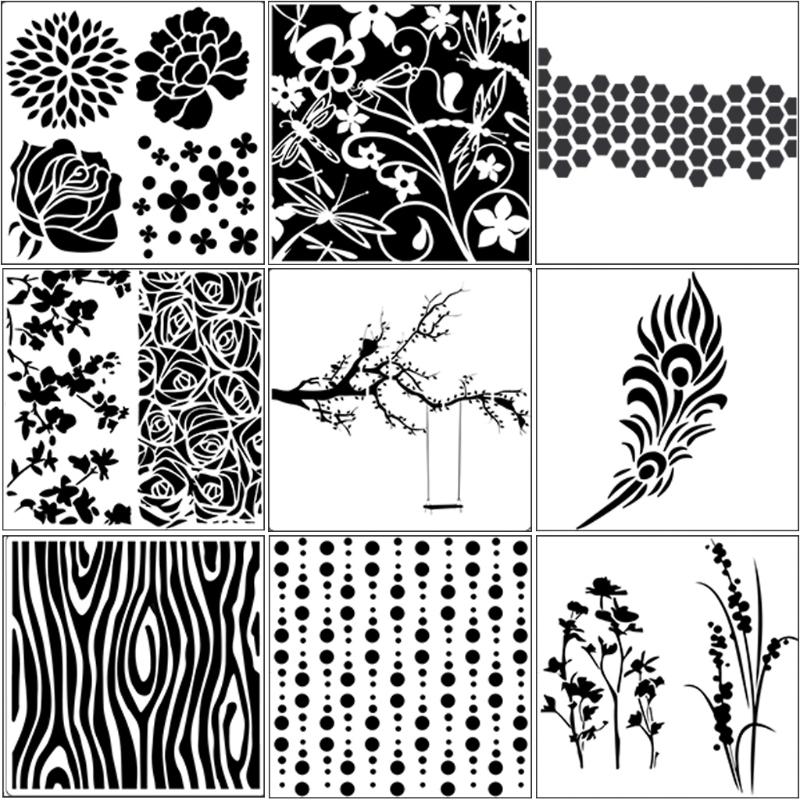 9 Stks/set Boom Airbrush Schilderen Stencil Diy Scrapbooking Album Craft Herbruikbare T3EA: Default Title