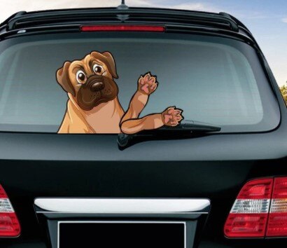 Joylive auto ruitenwisser stickers voor autoproducten auto stickers en decals labrador hond zwaaiende ruitenwisser stickers: Een mopshond