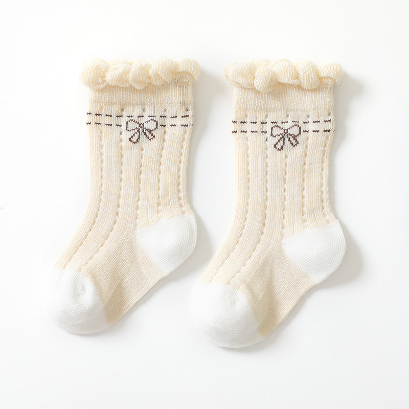 Babysocken, mädchensocken, atmungsaktive netzsocken, kindersocken für mädchen, baumwolle, niedliche neugeborenen- und kleinkindsocken, babykleidungsaccessoires 0-3y: Beige 6-12m