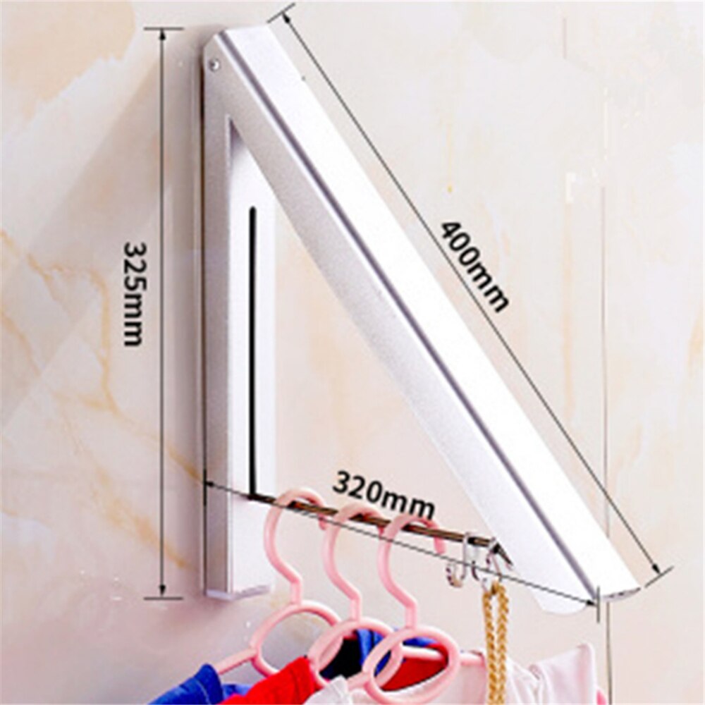 Aluminum Wall Mounted Solid Double Clothes Drying Hanger Foldable Laundry Drying Rack Bathroom Balcony Clothes Hanger Anti-Rust