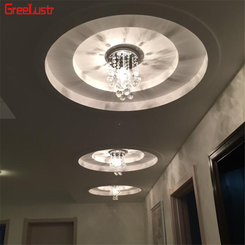 Minimalistische Crystal Led Plafond Lamp voor Balkon Lantaarn gangpad light Plafond Abajur Lustre Kroonluchter Plafond Armatuur Verlichting