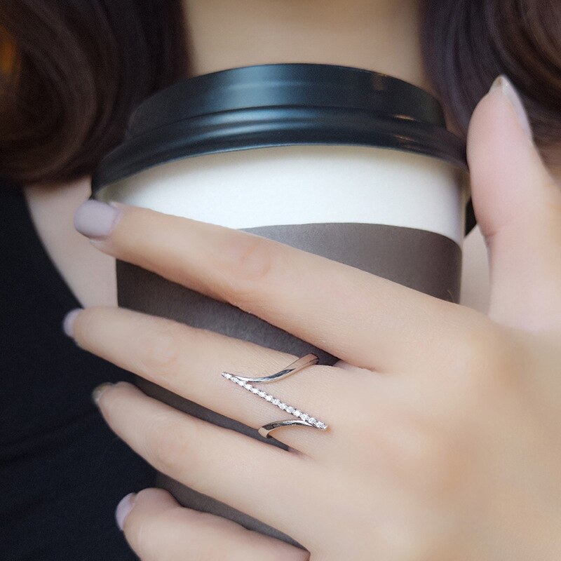 Sølv farve asymmetrisk guld farve lille finger ring simple v form ringe til kvinder minimalisme kvindelige bryllup smykker