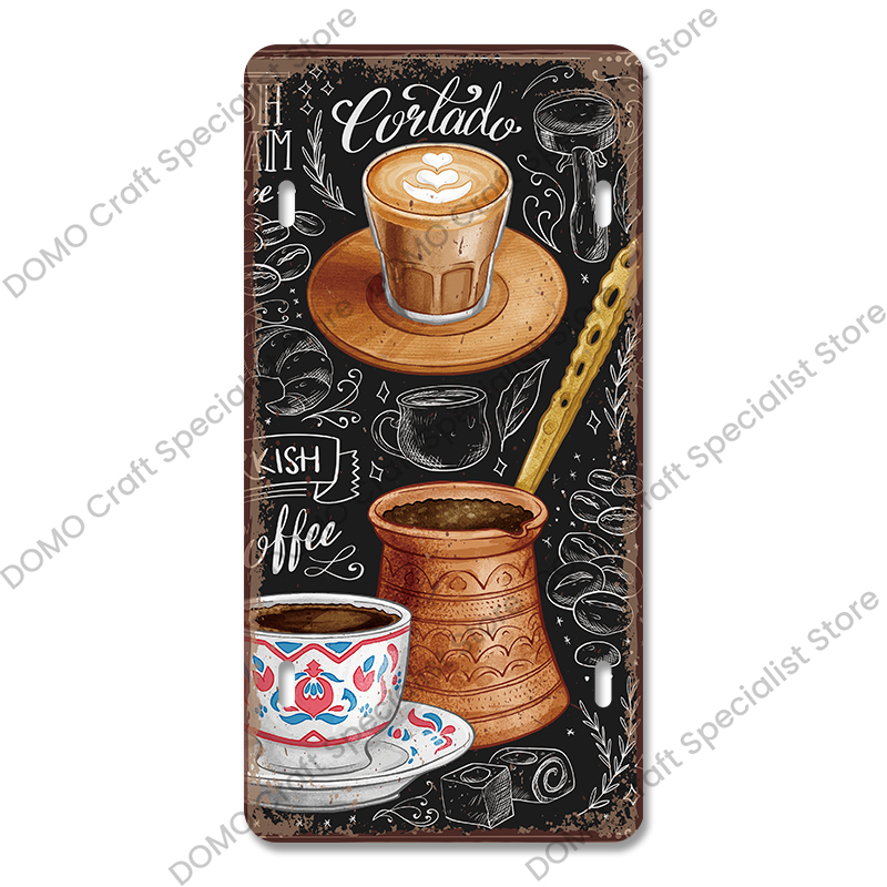Placa de licencias de café, carteles de hojalata de Metal Vintage, placas de Metal Retro para café, cocina, sala de estar, decoración artística de pared del hogar