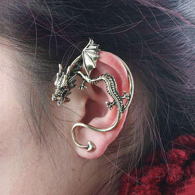 1Pc Gothic Diy Black Bat Vormige Oor Clips Draak Bat Clip Op Oorbellen Earcuff Femme Zilver Kleur Sieraden Oor bone Clip