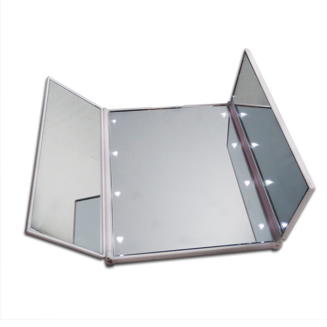 Top Tri-Fold Illuminated LED Lighted Vanity Mirror Makeup Wide View Portable Travel Pocket Compact Led Mirror