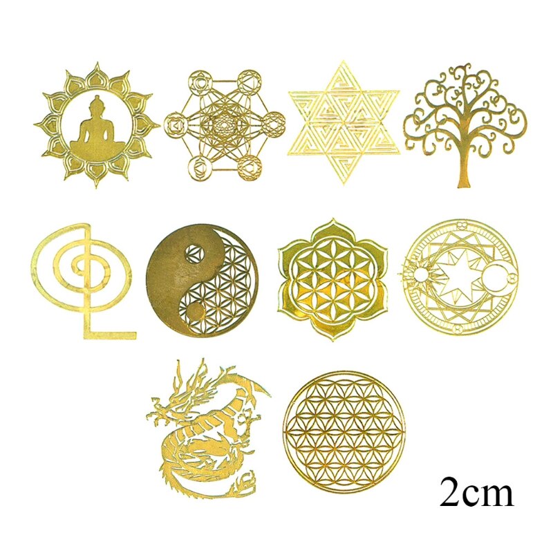 10Pc DIY 7 Chakra Copper Energy Tower Orgonite Sticker Flower Life Tree Pyramid Decor Epoxy Resin Fillings Resin Crafts