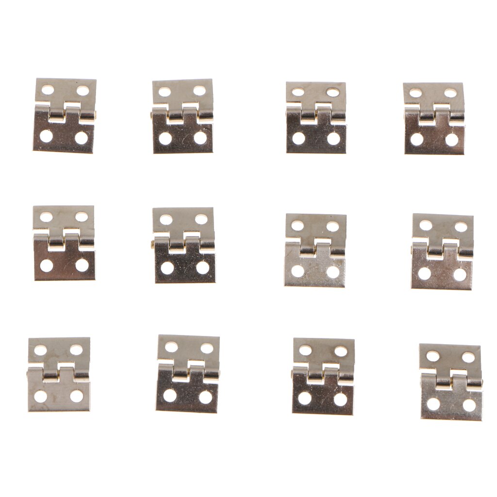 24 stk små mini metal hængsler smykkeskrin dukkehus hængsel med skruer 8 x 10mm gylden og sølvfarvet