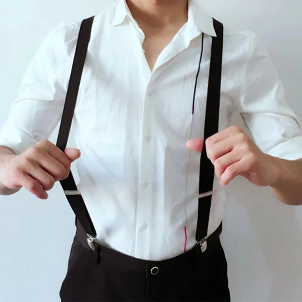 Bretelles robustes pour hommes, noir, 17 couleurs, 3 pinces solides, pantalon élastique réglable, bretelles, travail, fête