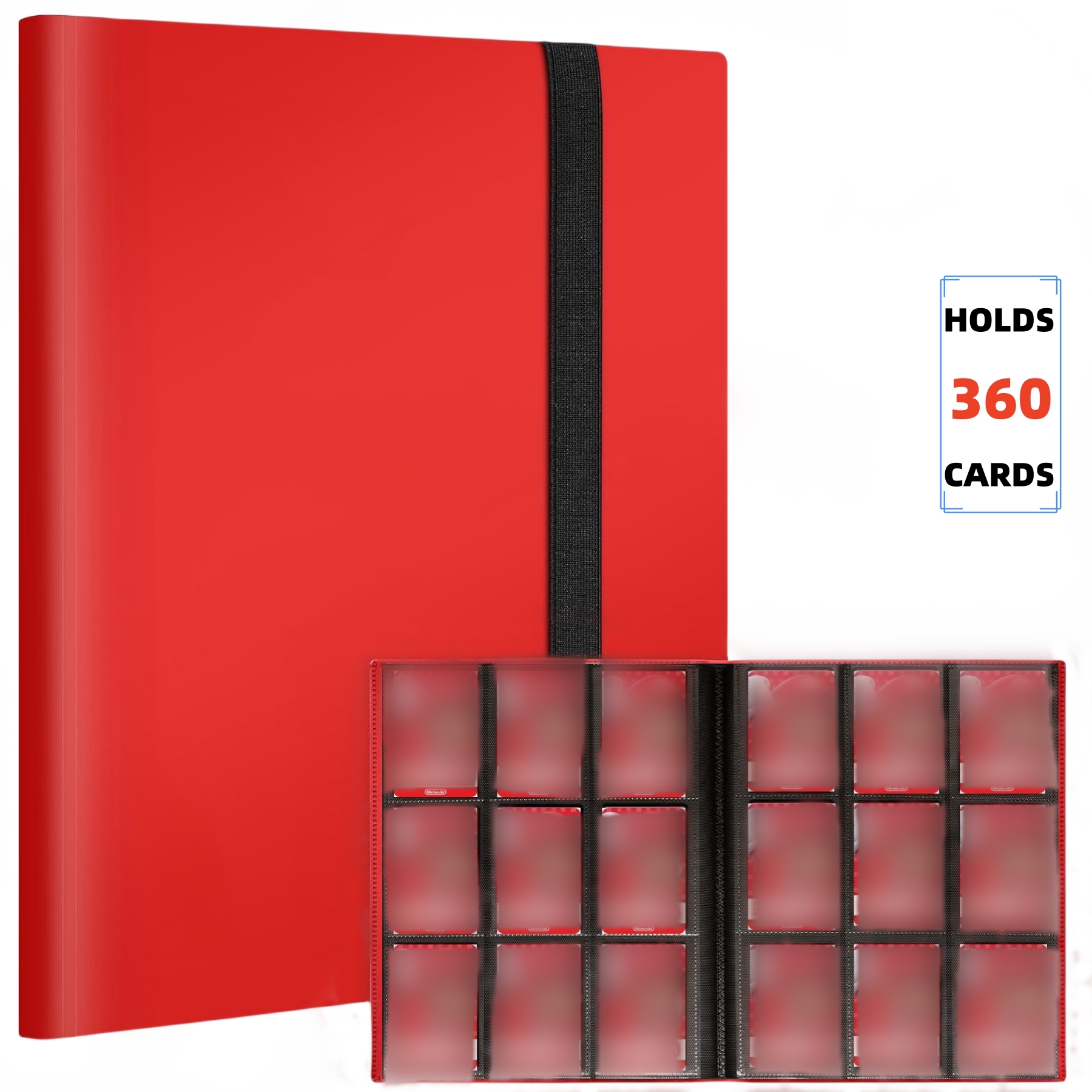 Premium 9-Pocket Trading Card Binder - Holds 360 Cards - Durable PP Cover - Ideal for Basketball, Baseball, and Sports Cards: Red