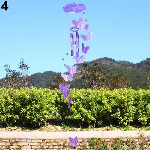 Campana de viento móvil de mariposa de cristal creativa, campana de jardín, ornamental, decoración colgante de salón, arte, decoración del hogar