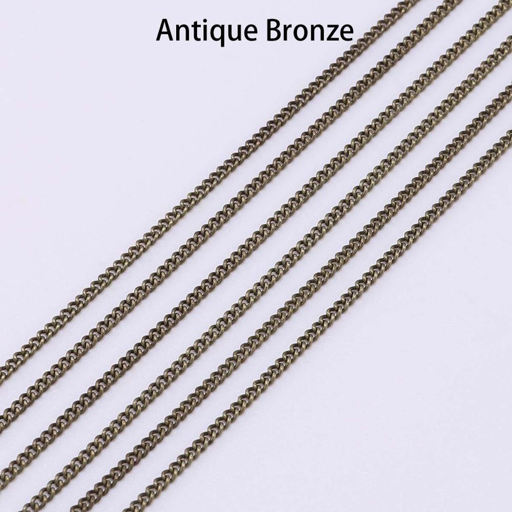 Chaînes de collier plaquées or/Bronze, 5 m/lot, pour la fabrication de bijoux, matériaux faits à la main, fournitures de chaîne de collier à faire soi-même: 20mm / vert militaire