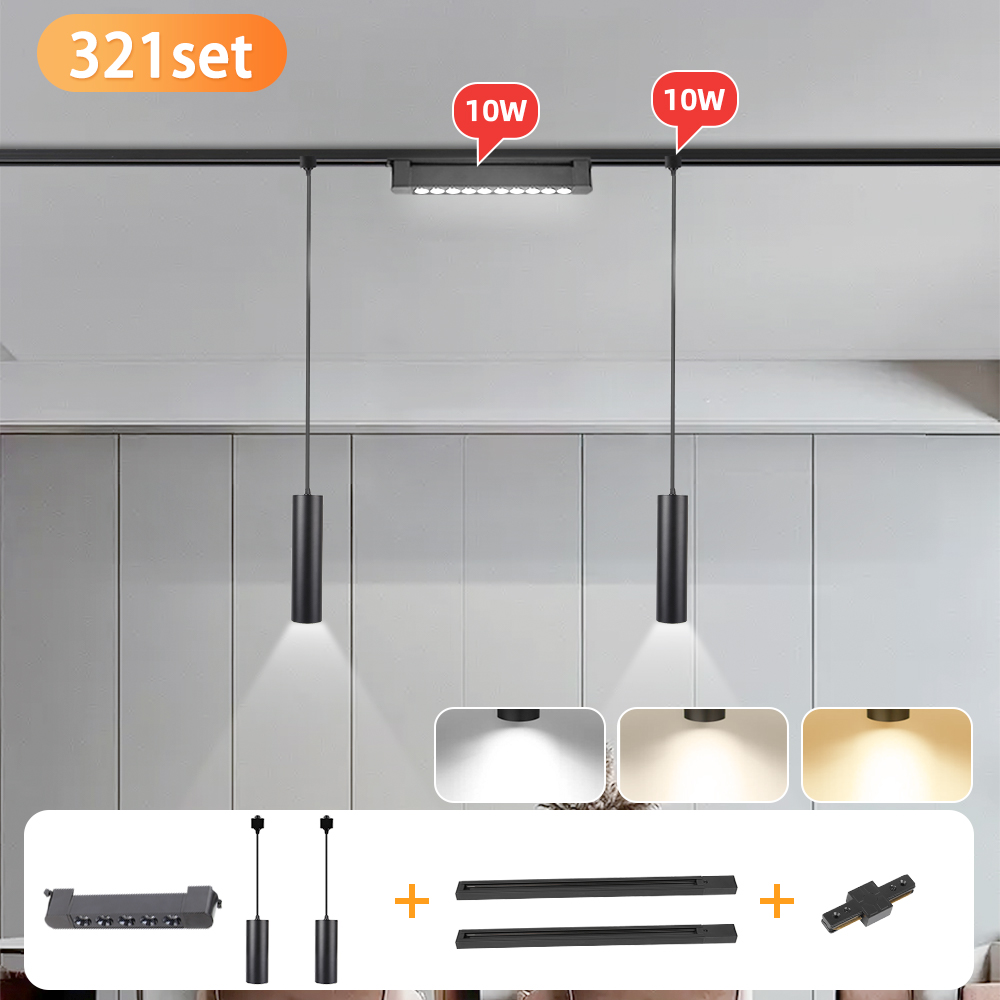 Lampa wisząca doprowadziło na szynę, zestaw kompletny, 110V 220V, reflektor szynowy, oświetlenie robić kuchni, salonu, sypialni: jasny czerwony / Beżowy