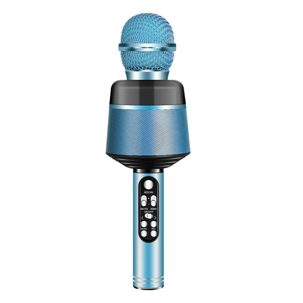 Trådløs bluetooth karaoke mikrofonhøjttaler ktv musikafspiller sangoptager håndholdt kondensatormikrofon sang: Blå