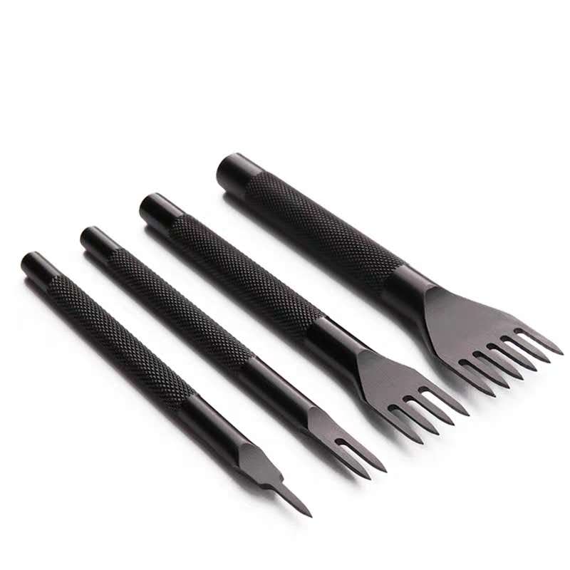 Jiwuo-punzón de costura con agujeros de cuero de 3-4mm, herramienta de costura hecha a mano, 1/2/4/6 puntas, Arte de cuero, bolsa de cuero, herramientas artesanales
