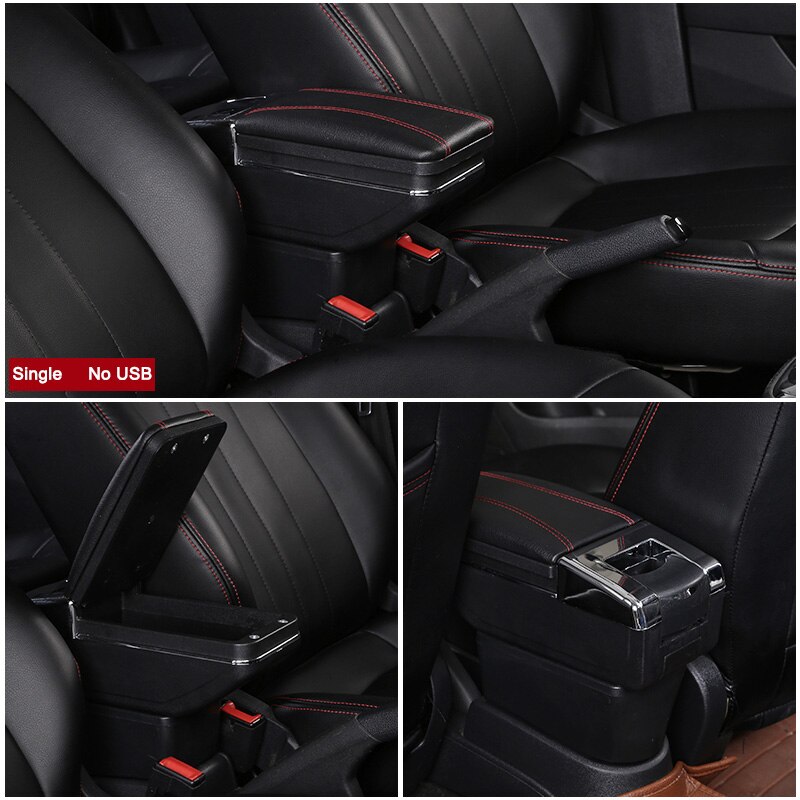 for Toyota Rush armrest box universal car center console caja modification accessories double raised with USB: Single Black Red
