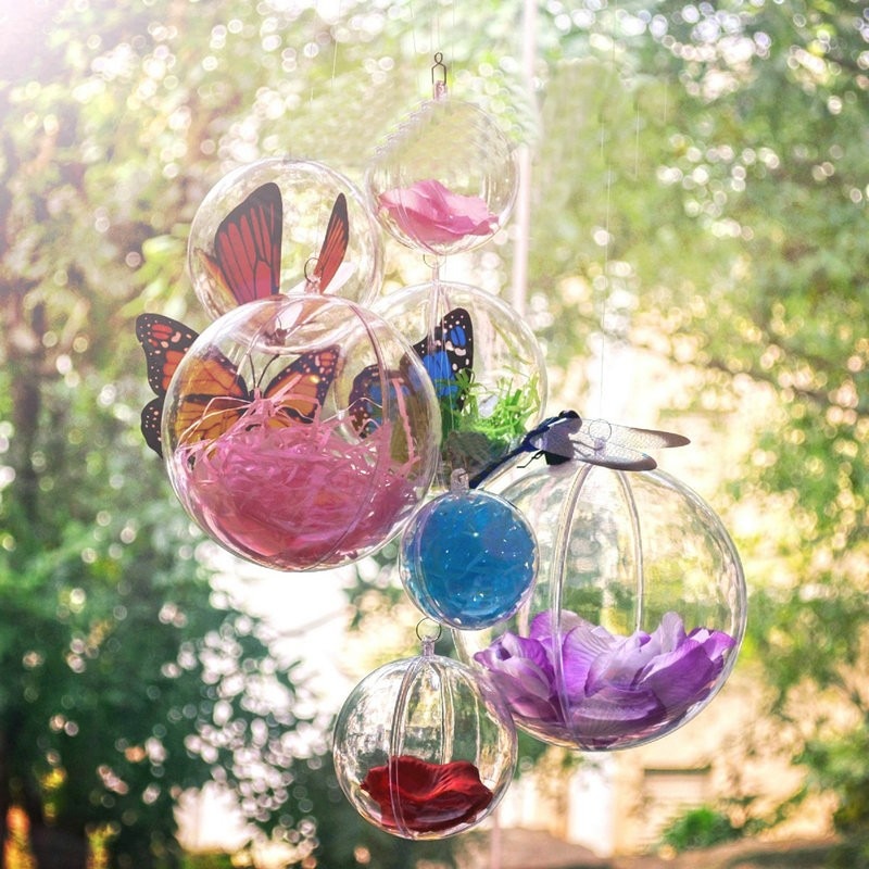 10 st 7/8/9/10cm juldekorationer genomskinlig plastkula genomskinlig kan öppna julklara julgranskulor i plast