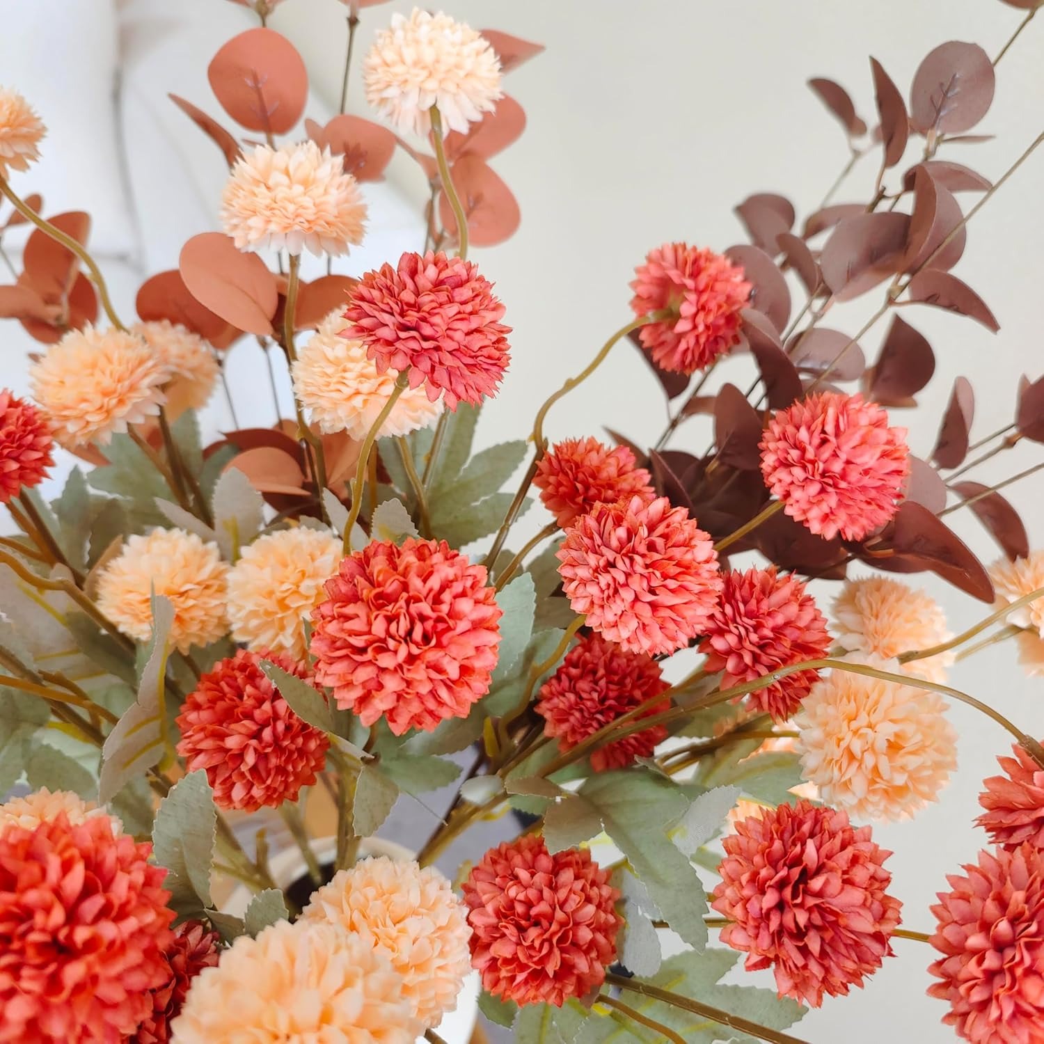 1 pçs de flores artificiais laranja com hastes mini crisântemos decoração do quarto casa diy mesa jantar centro decoração acessório