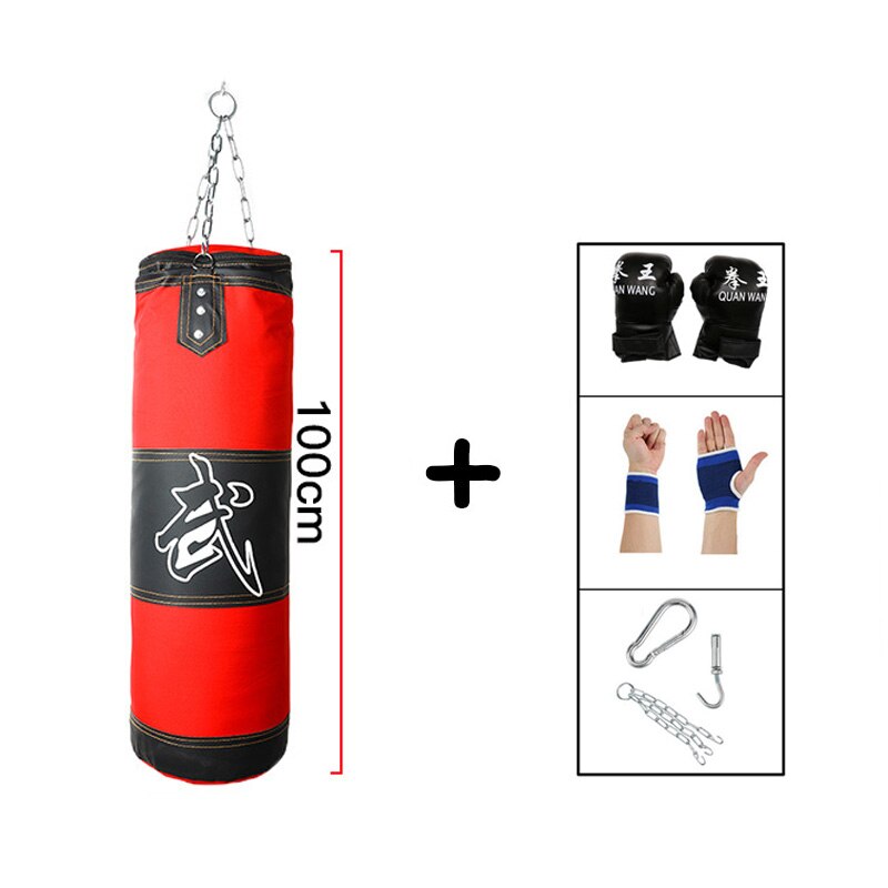 Träning fitness mma boxning boxningssäck set hängande boxning ihålig sandsäck tung muskulation boxningshandskar + handled: 100-3