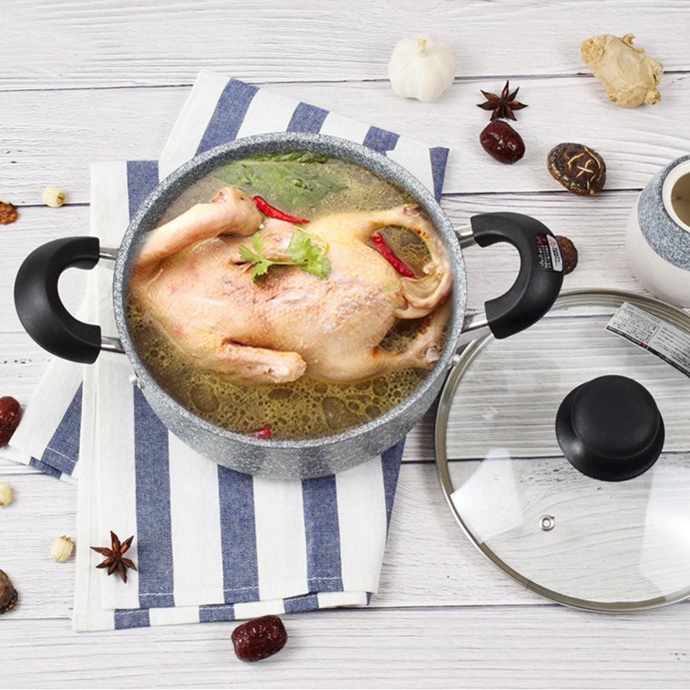Kitchen Stone Soup Pot Non-stick Cooker Induction Cooker Pot 20cm Double Ear Household Side Burner Pot