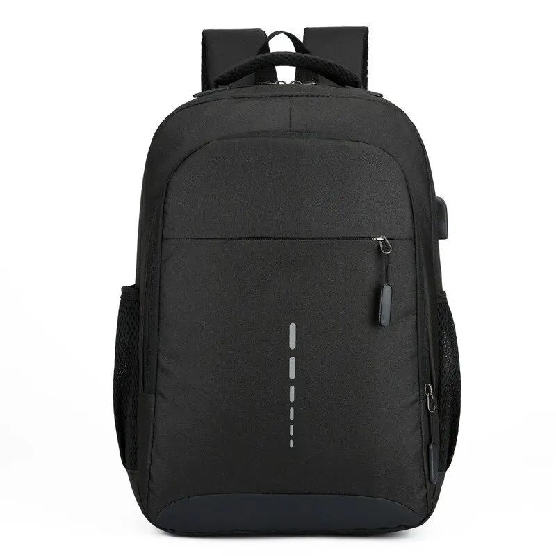 Mochila masculina grande capacidade simples moda viagem feminino estudante computador mochila escolar para estudantes universitários: Preto