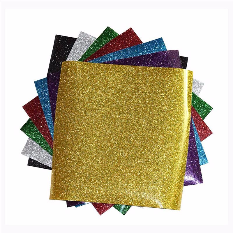 Heat Transfer Glitter Vinyl T-shirt Iron On HTV Heat Press Cutting Plotter Film Vinil Vinilo Heat Transfer 7 Sheets 10*12 Inch