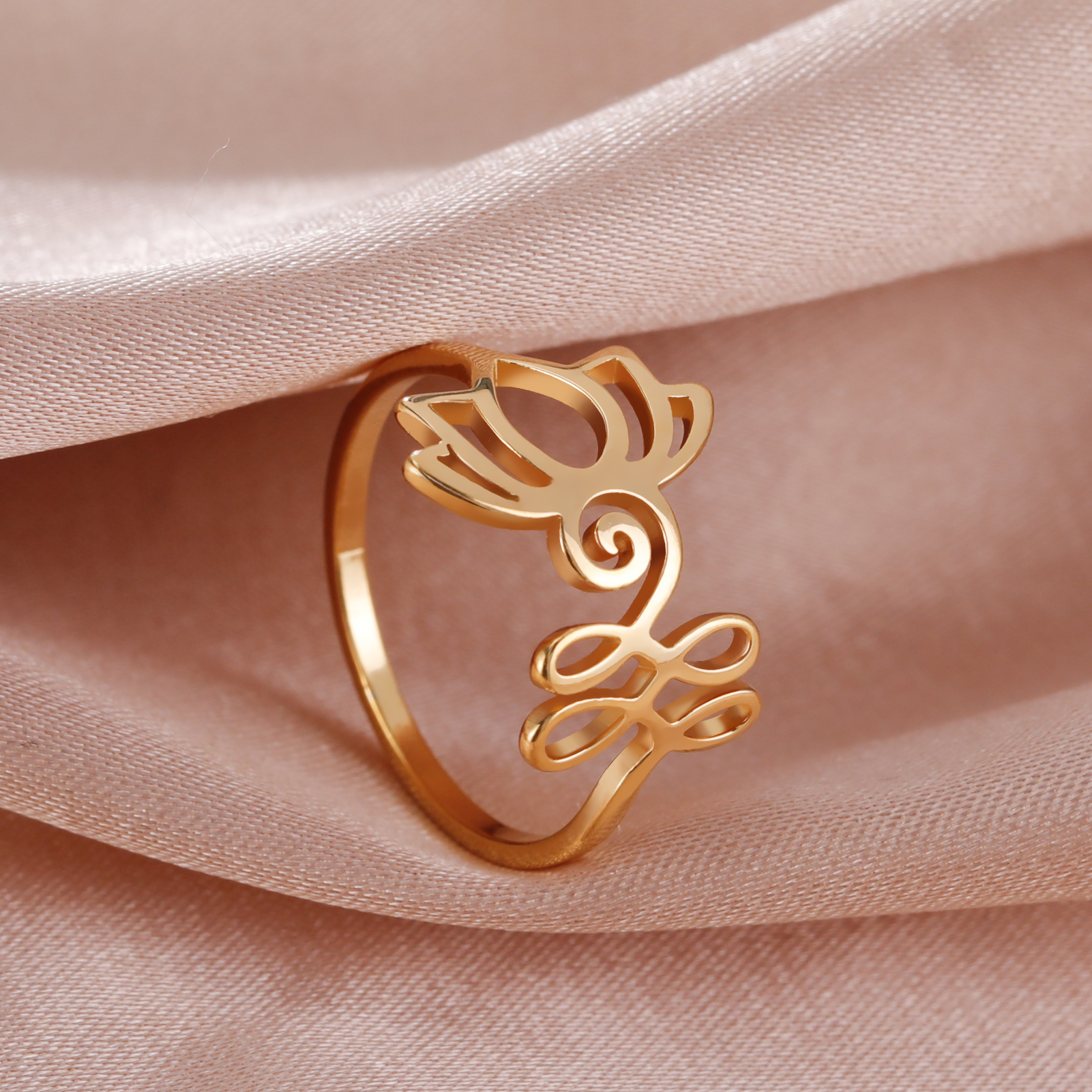 Anillo de nota musical de HIPEE para mujeres y niñas, anillos cerrados de acero inoxidable, de boda bohemios para mujer, joyería: 10 / Oro