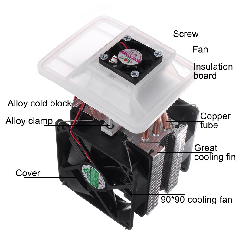 12V Thermoelectric Cooler Refrigeration Semiconductor Cooling System Kit Cooler Fan Finished Kit Computer Components